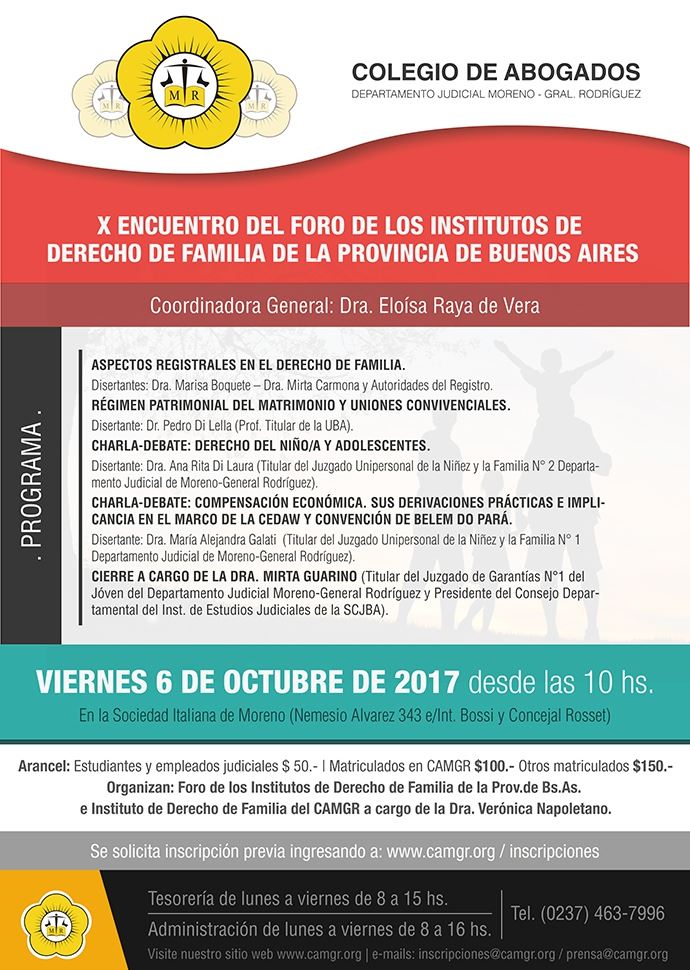 X ENCUENTRO DEL FORO DE LOS INSTITUTOS DE DERECHO DE FAMILIA DE LA PCIA. DE BS. AS.